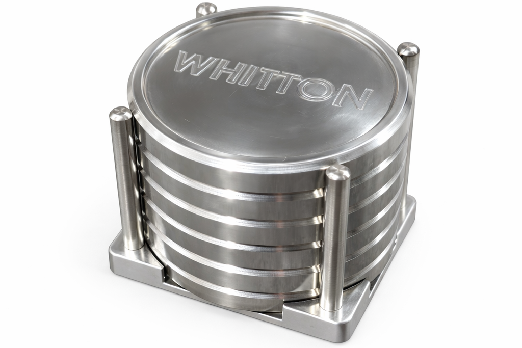 Custom engraved polished stainless steel drink coasters