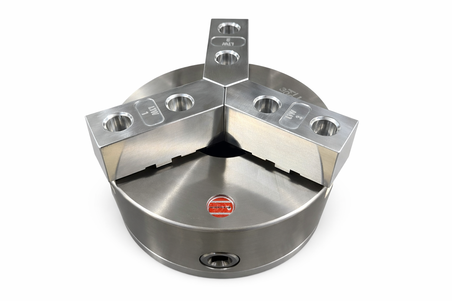 200mm aluminium pointed soft jaws fitted to K11 three-jaw lathe chuck